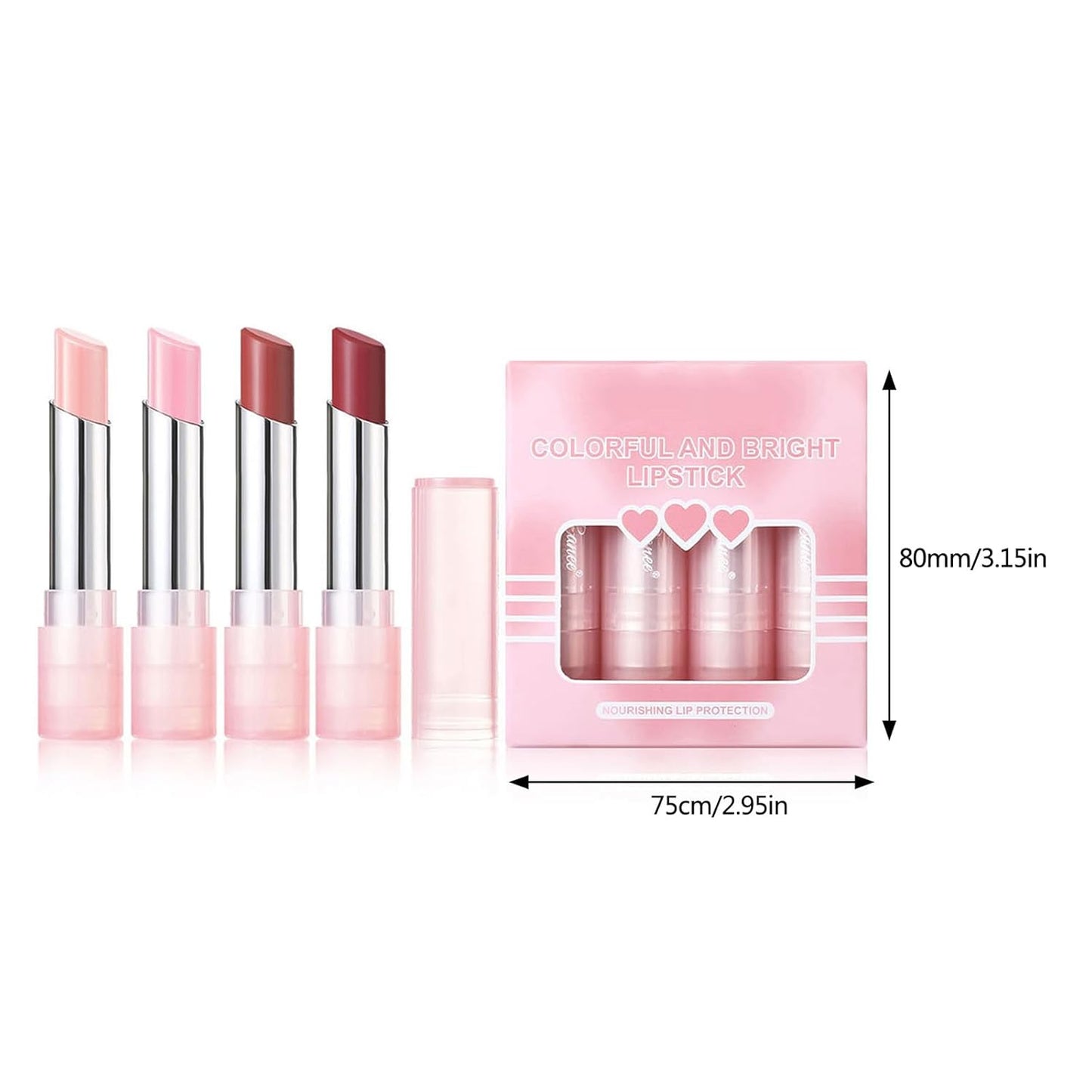 4 Pcs Color Changing Lipstick Bright Lipstick Colorful Lipstick Set Makeup Supplies Moisturizing Lipstick for Women