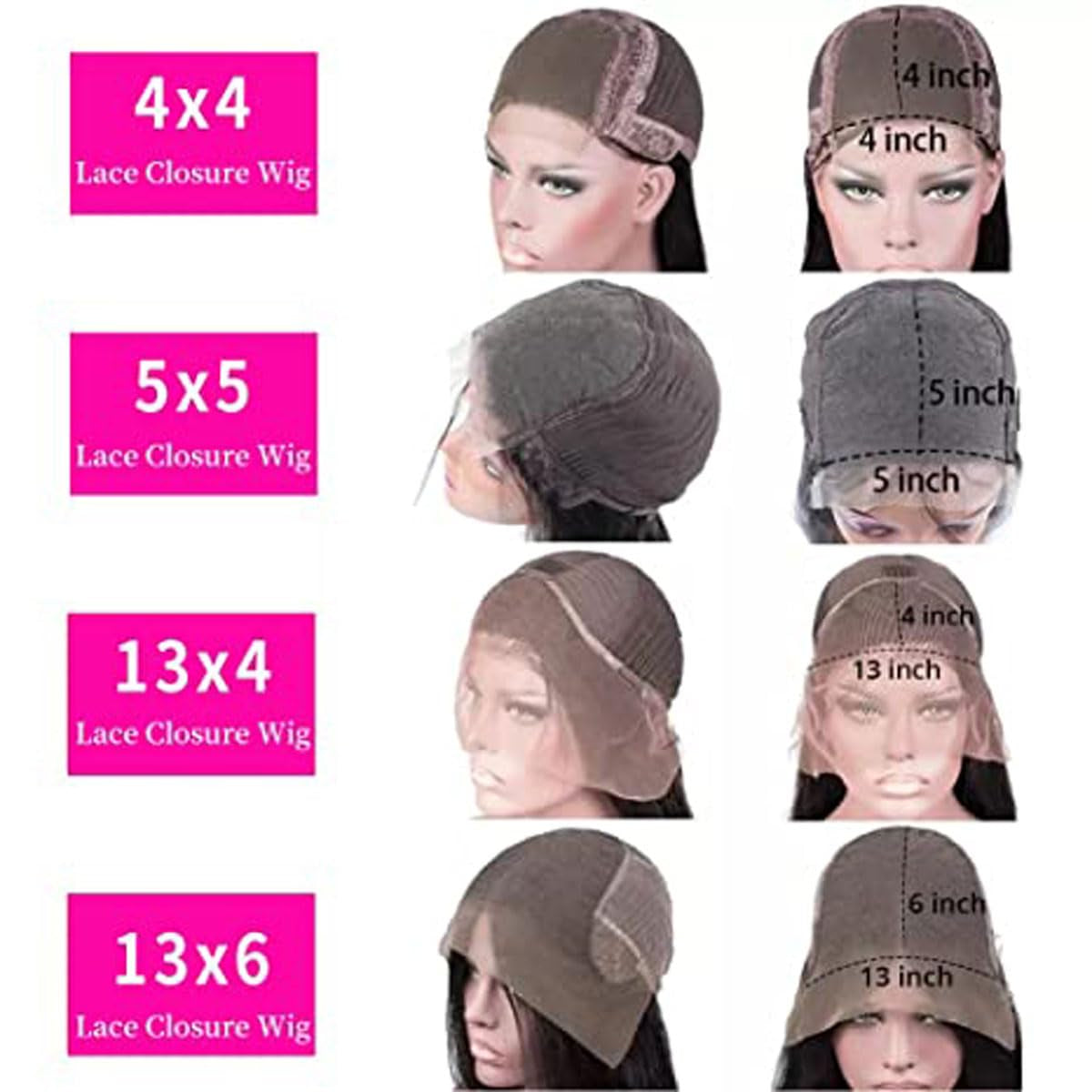 5X5 Deep Wave Lace Closure Wigs Human Hair Real Unprocessed Virgin Hair Human Hair with Baby Hair Glueless Wig for Women Brazilian Remy Human Hair Wig 18 Inch