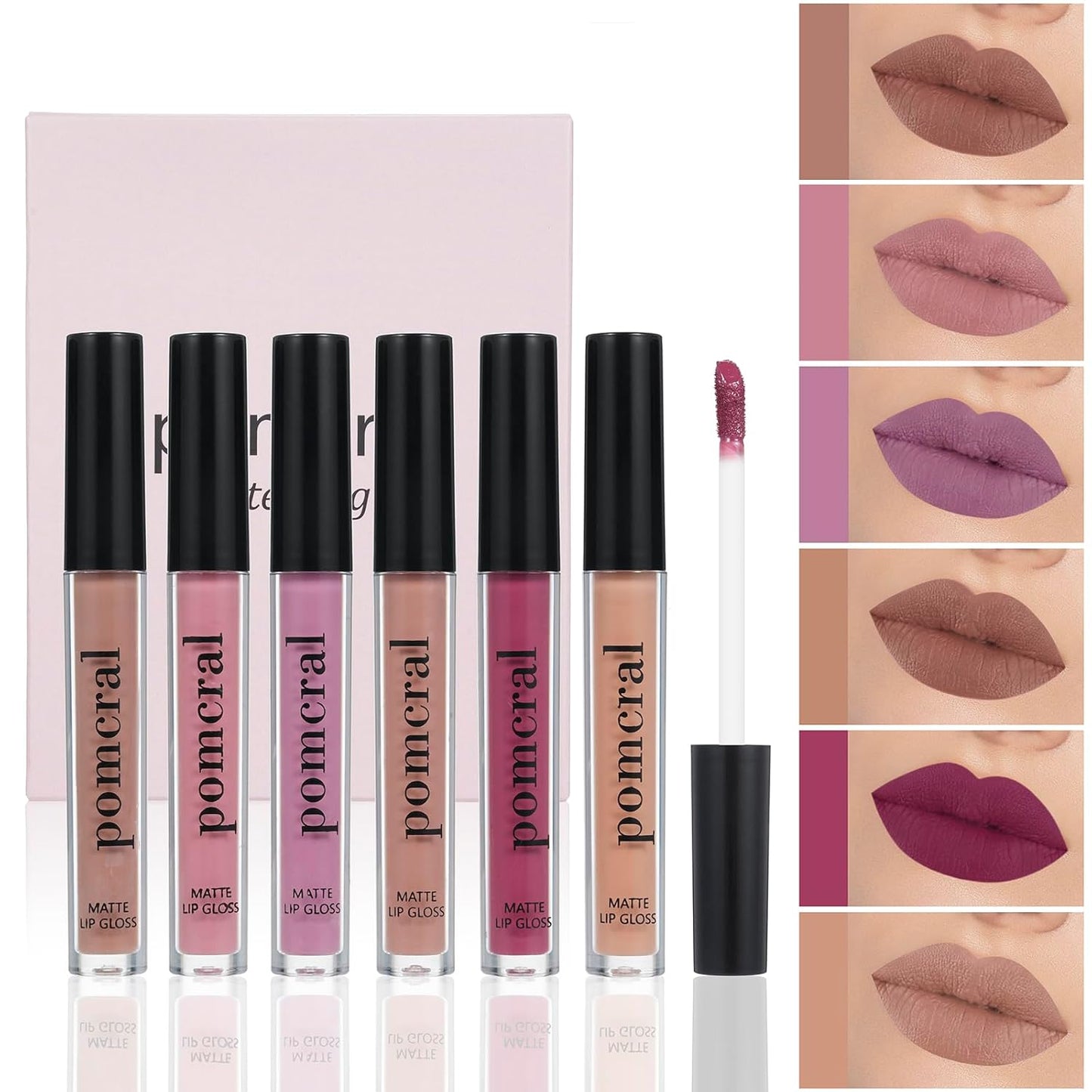 6 Color Matte Lip Gloss Sets Velvet Lip Glaze Moisturizing Waterproof Nude Lipgloss Tint Long Lasting Lipgloss Liquid Lipstick Kit