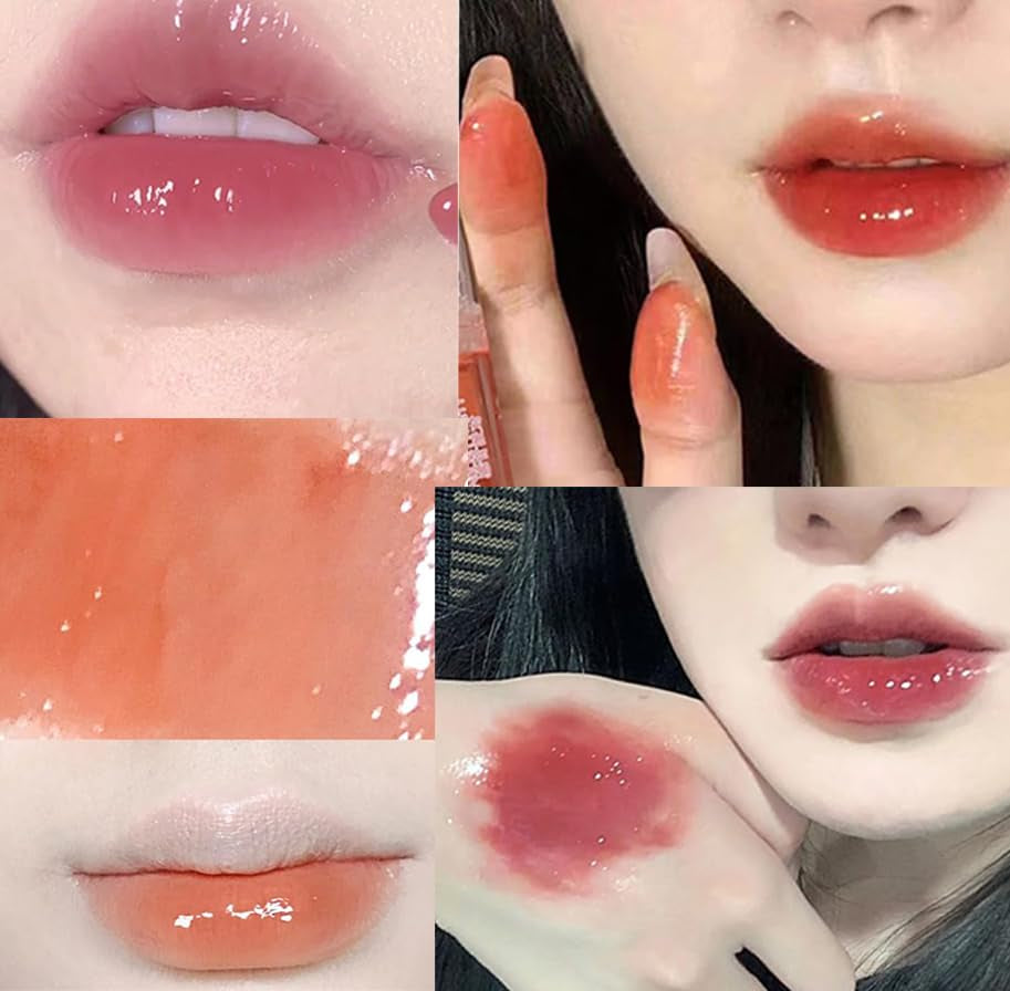 4Pcs Bear Lip Glaze Jelly Lipgloss,Liquid Lipstick Cute Bear Lipgloss Moisturizing Lip Stain Plumping Water Lip Gloss,Waterproof Juicy Lasting Tint Lip Gloss Set,Vivid Color,Glossy Finish