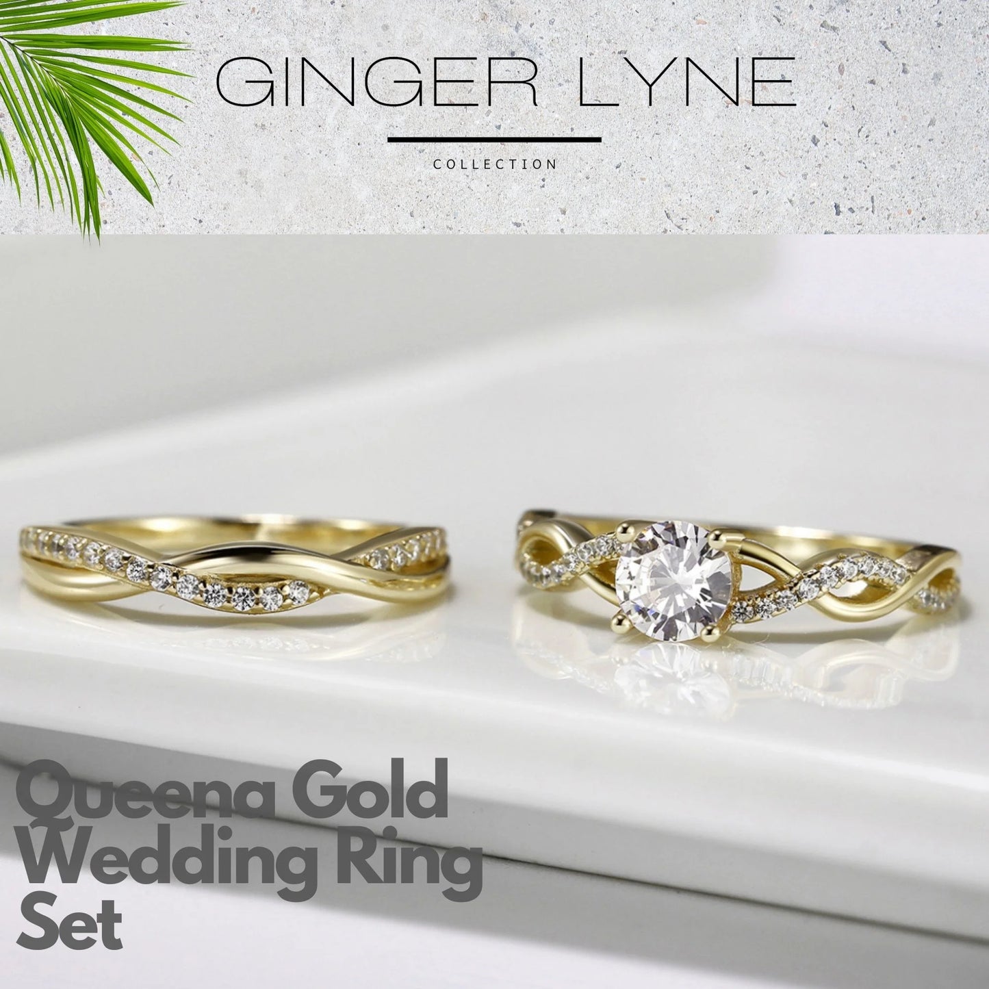 Queena Wedding Ring Set Anniversary Band Engagement Ring for Women Sterling Sterling Cz