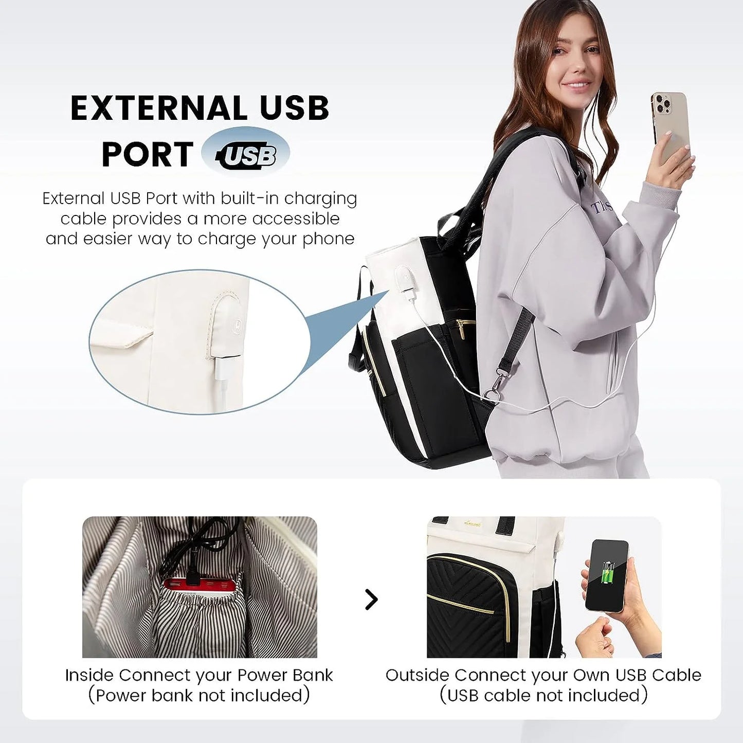 Laptop Backpack 15.6",3 in 1 Design Wide Top Open Women Backpack Purses,Women Teacher Nurse Work Business Tote Bag,College Travel Computer Bag with USB Port
