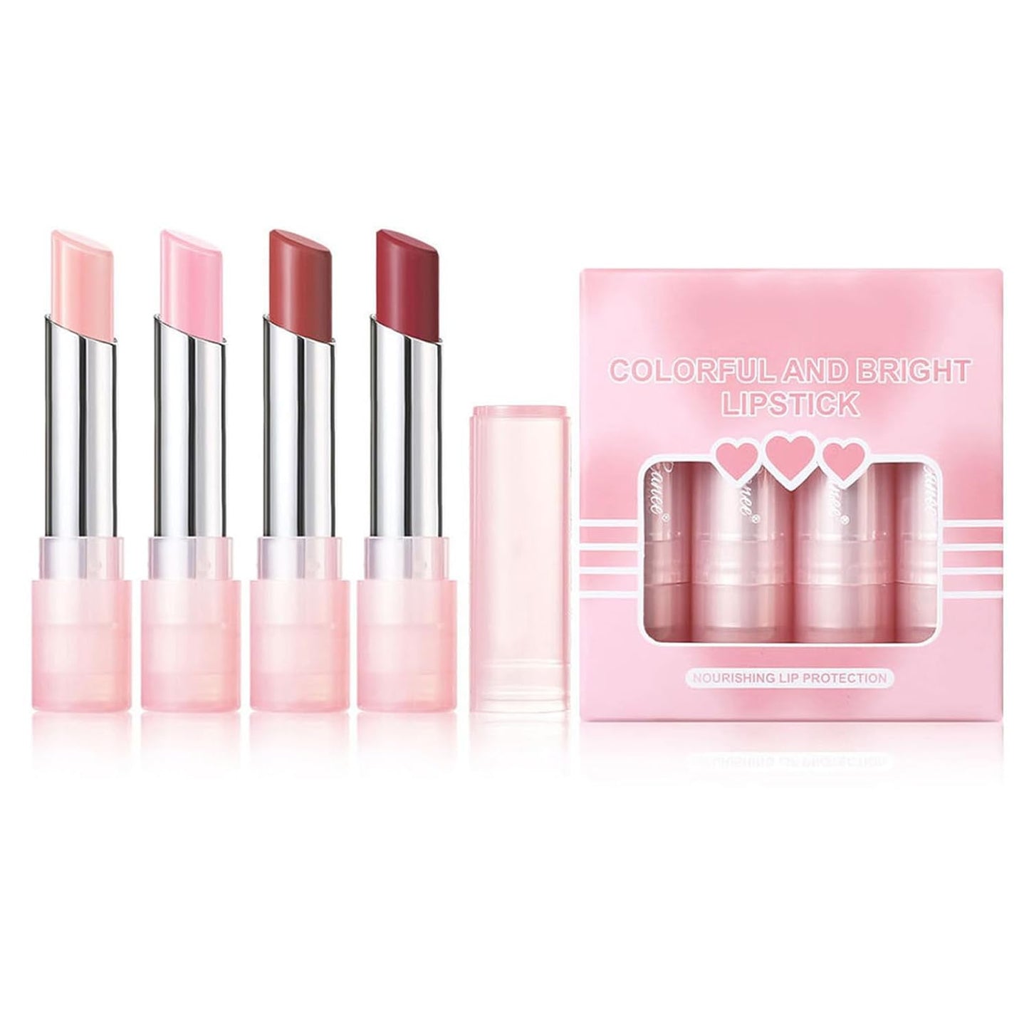 4 Pcs Color Changing Lipstick Bright Lipstick Colorful Lipstick Set Makeup Supplies Moisturizing Lipstick for Women
