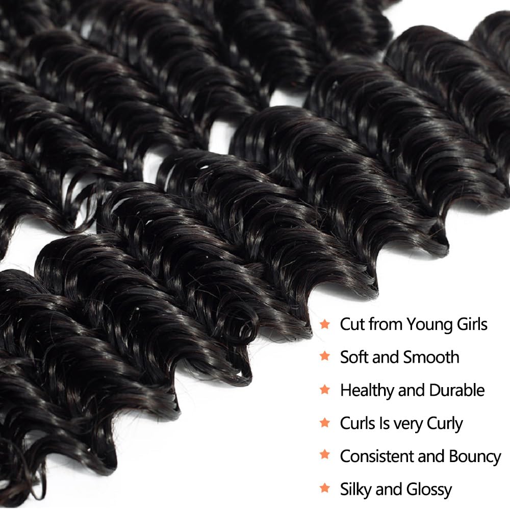 Deep Wave Bundles Human Hair 22 Inch 1 Bundle Water Wave Bundles 100% Unprocessed 12A Brazilian Virgin Human Hair Wet and Wavy Bundles Double Weft Deep Weave Curly Bundles Human Hair