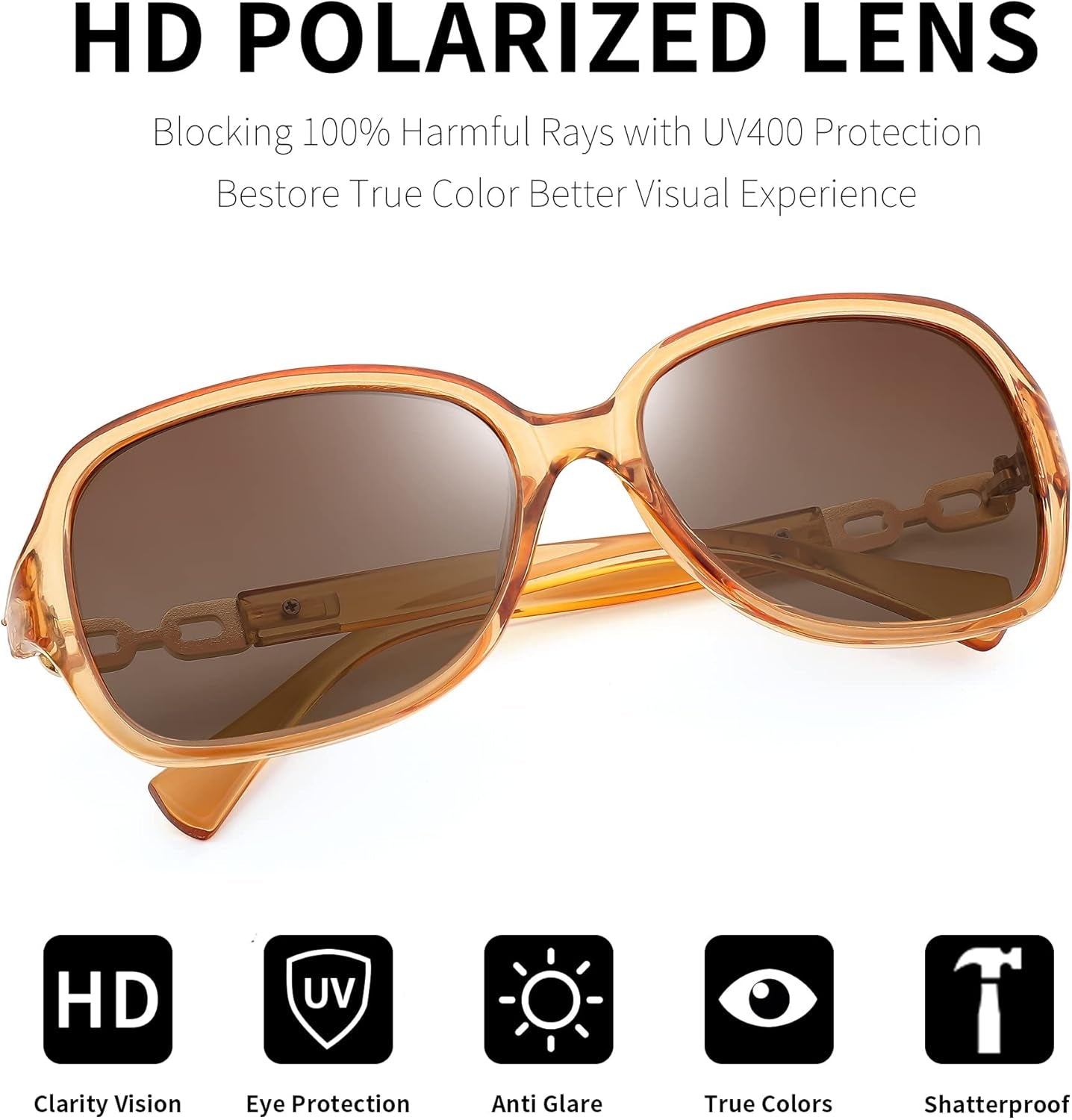 Vintage Square Polarized Sunglasses for Women UV400 Travel Driving Fashion Arcuate Sunglasses B2526