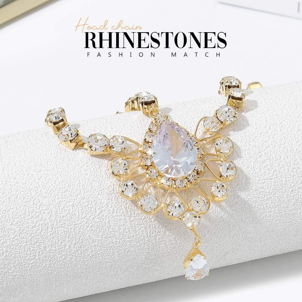 Head Chain Jewelry Crystal Boho Gold Headpiece 1920 Wedding Hair Accessories for Women