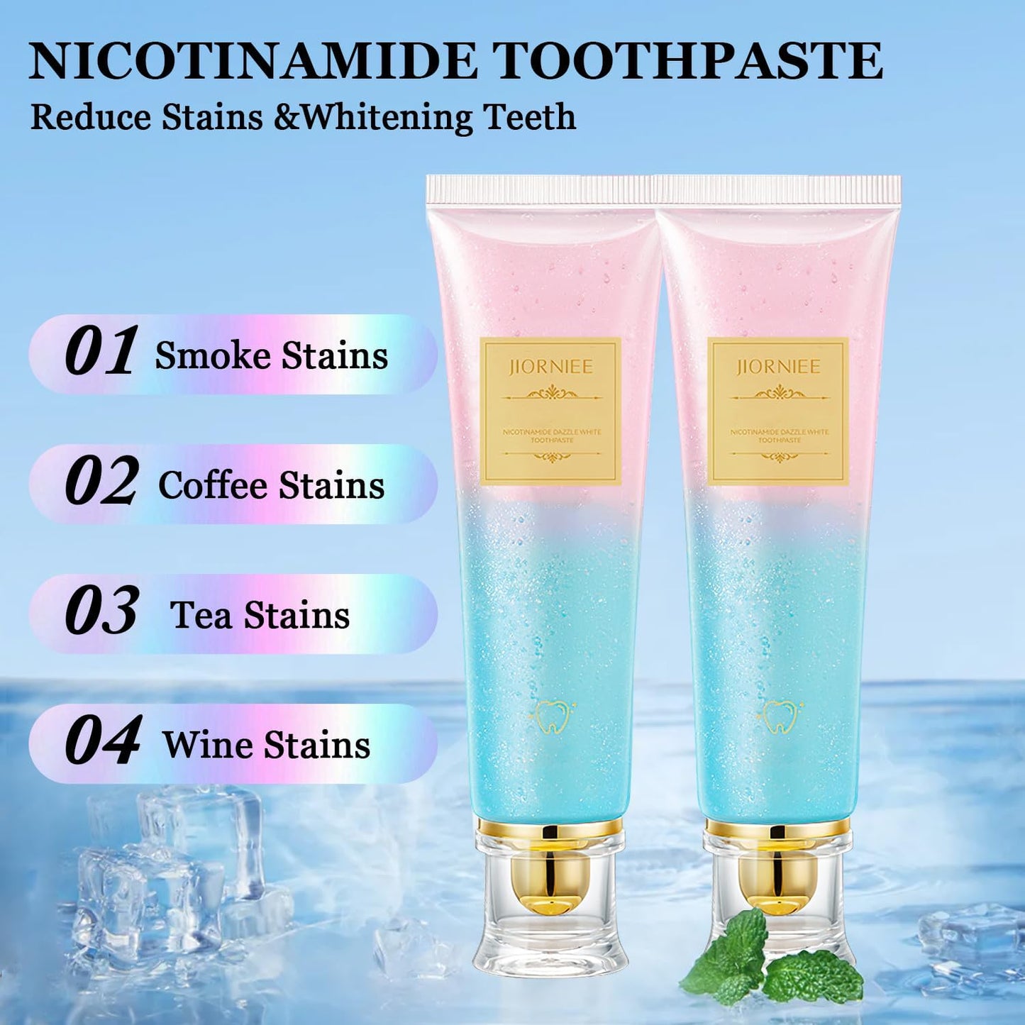 2 PCS Niacinamide Toothpaste, Niacinamide Whitening Toothpaste, Niacinamides Intensive Whitening Toothpastes, Fresh Breath, Remove Tooth Stains