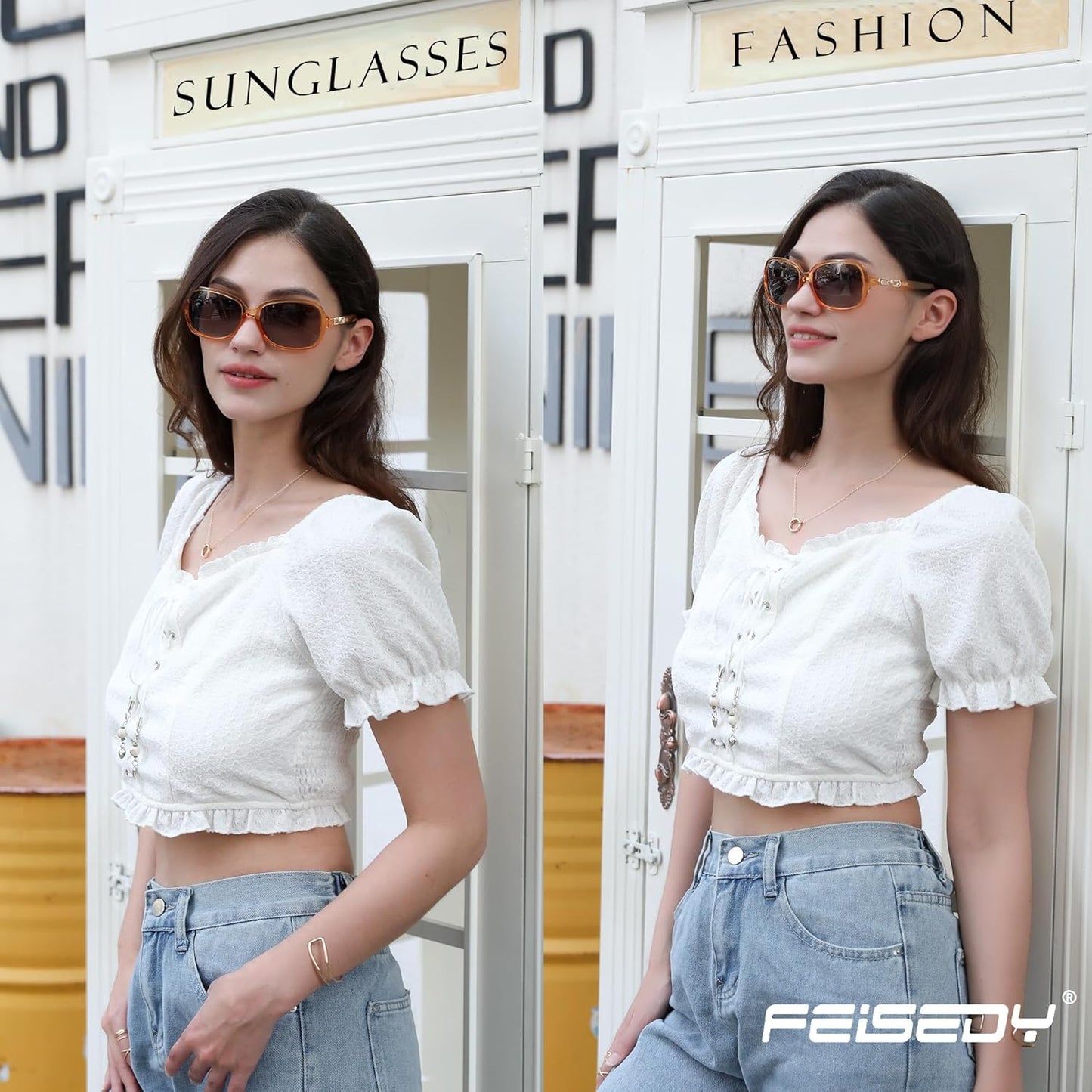 Vintage Square Polarized Sunglasses for Women UV400 Travel Driving Fashion Arcuate Sunglasses B2526