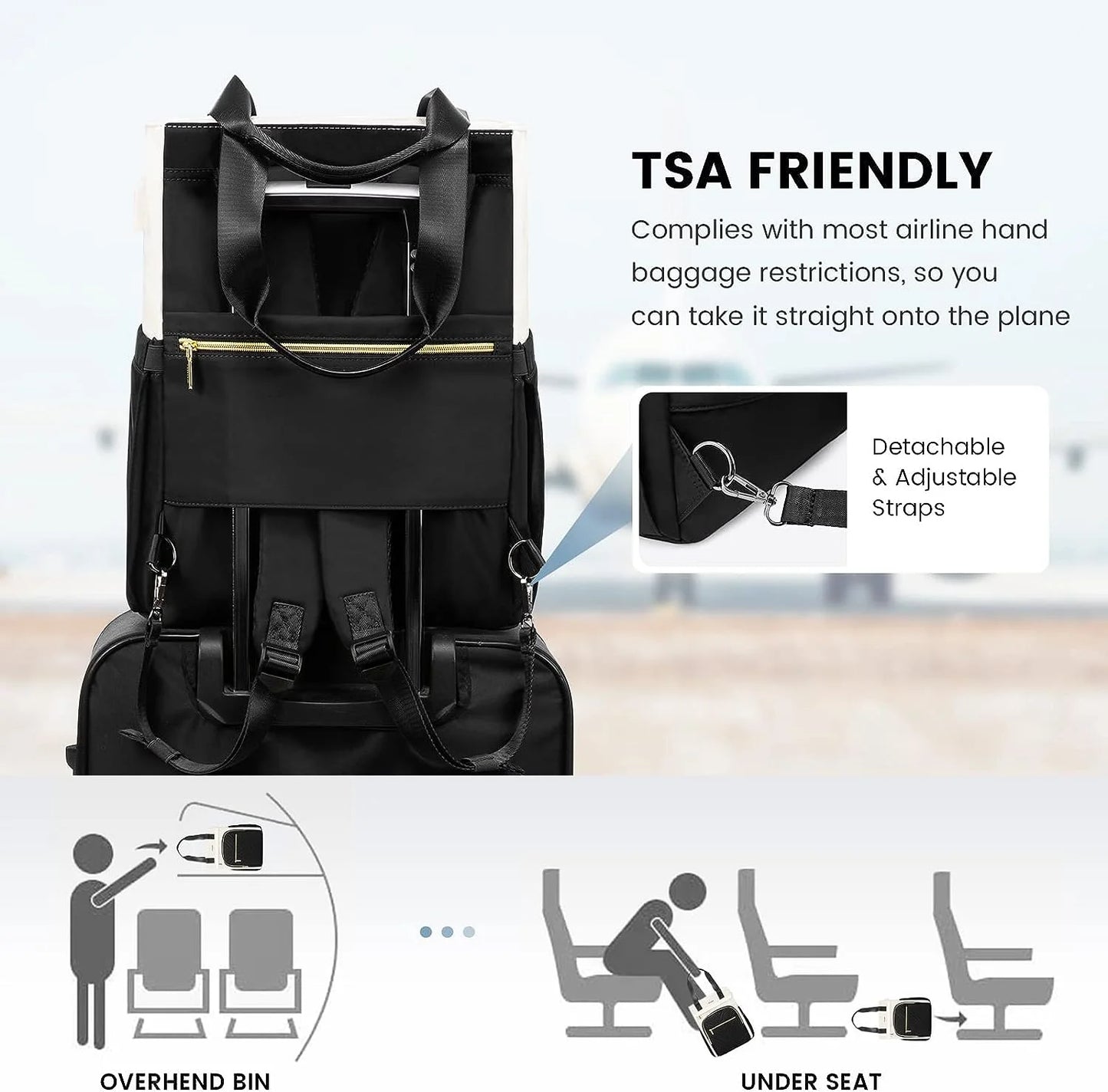 Laptop Backpack 15.6",3 in 1 Design Wide Top Open Women Backpack Purses,Women Teacher Nurse Work Business Tote Bag,College Travel Computer Bag with USB Port