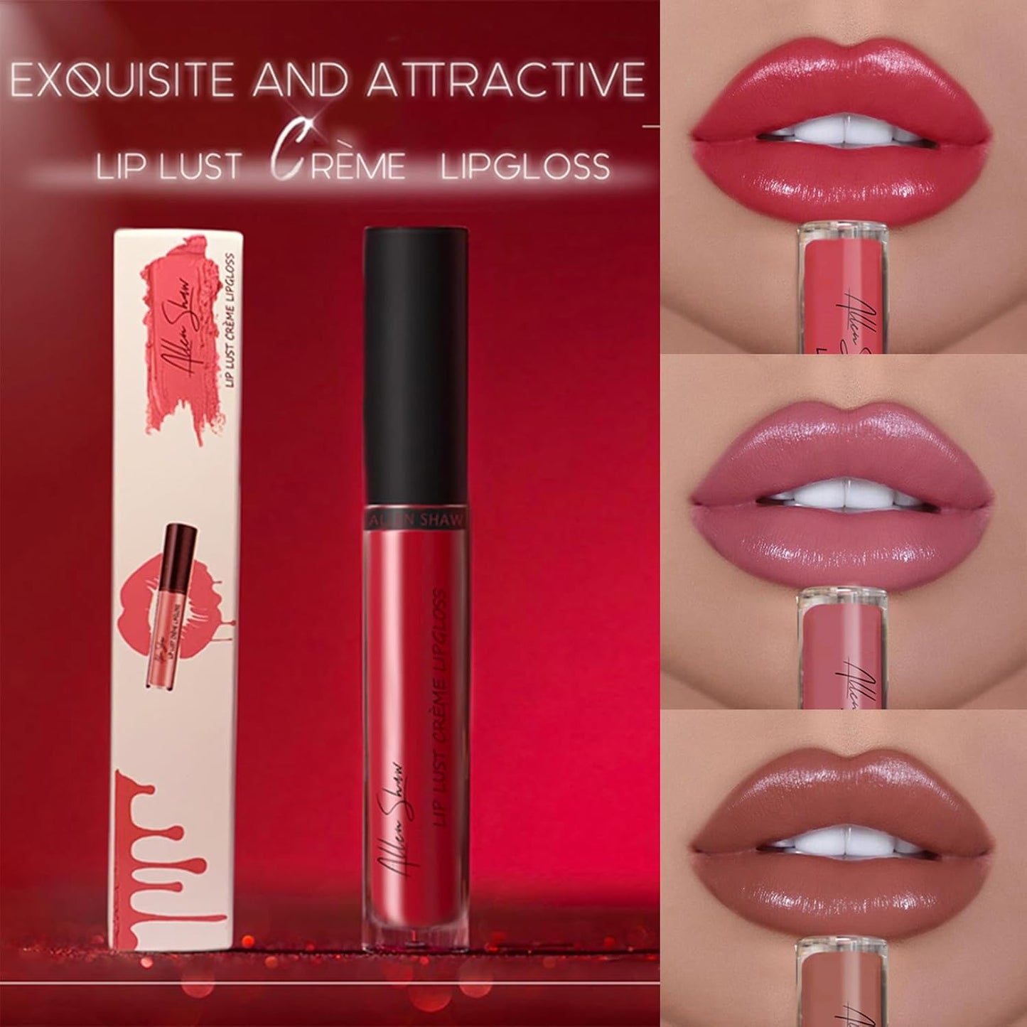3Colors Cream Texture Lipstick, Long-Lasting Moisturizing Velvet Lipstick, Non-Stick Lip Gloss, Hydrating Lip Tint Natural Jelly Lipstick, Waterproof Non-Fading Liquid Lipstick for Women