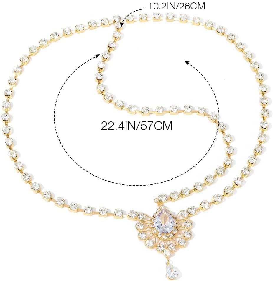 Head Chain Jewelry Crystal Boho Gold Headpiece 1920 Wedding Hair Accessories for Women