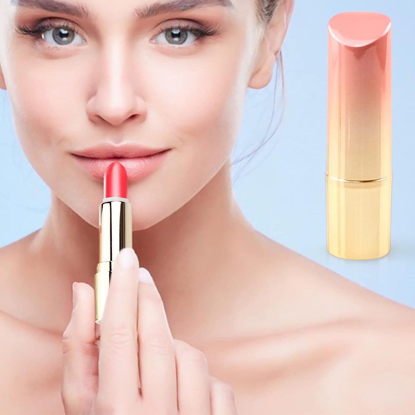 5 Pieces Empty Lipstick Tubes, 3.5G Gradient Pink Lipstick Tubes, Refillable DIY Lip Balm Tube Containers, Lip Stick Lip Balm Sample Tubes Vials