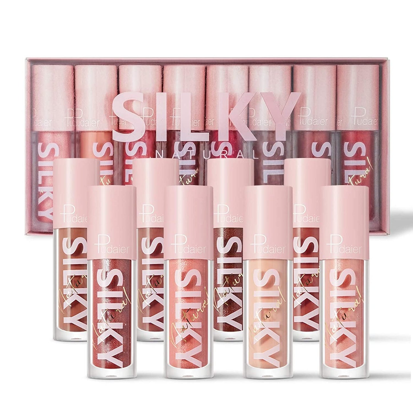 Shiny Glossy Lipgloss Set 8PCS Non-Sticky Moisturizing Lip Gloss Long-Lasting High Shine & Shimmer Liquid Lipstick for Girls and Women (Shiny Glossy, Set 01)