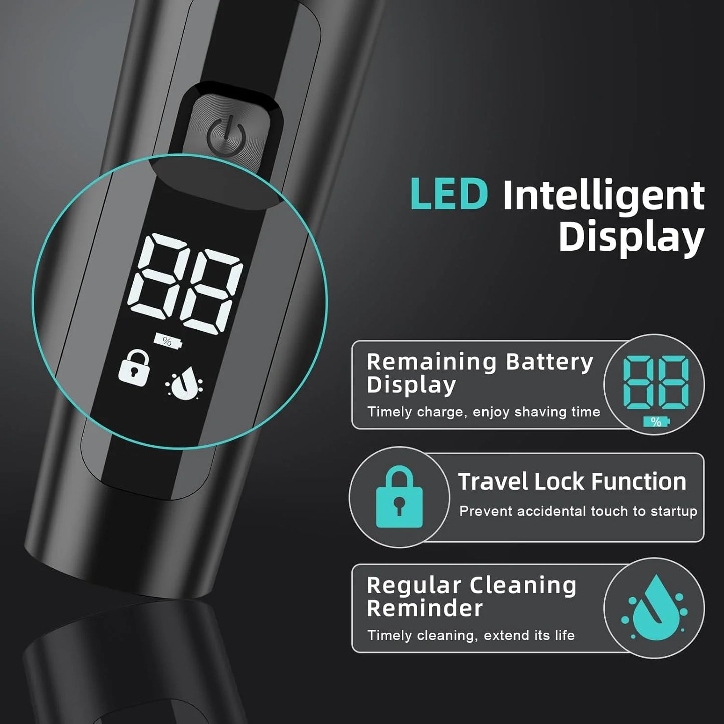Electric Shaver for Men, 2 in 1 Cordless Rechargeable Electric Razor with Beard Trimmer, IPX7 Waterproof, Black