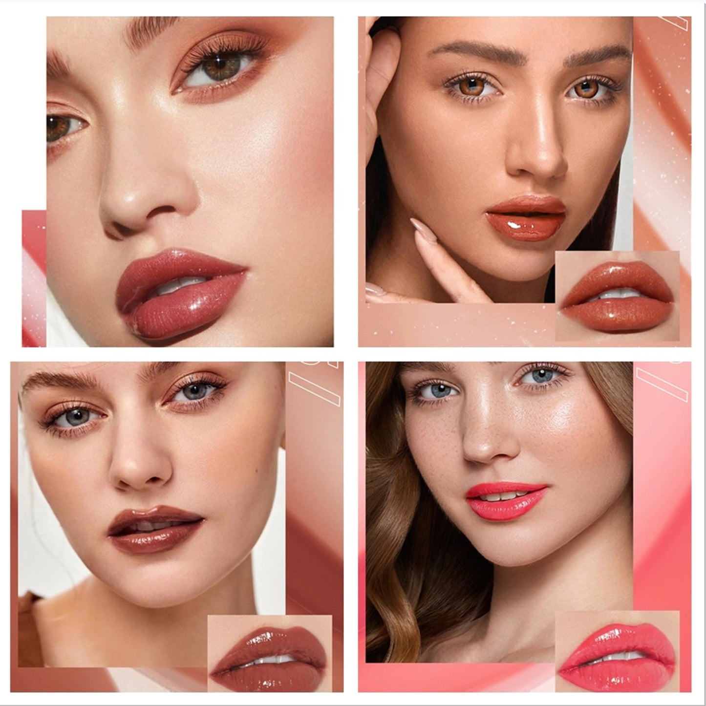 Glossy Lipgloss Set 4 Colors Smooth Moisturizing Shiny Lip Gloss Kit Long Lasting Hydrating Non-Sticky Lipgloss (Glossy, Set 02)