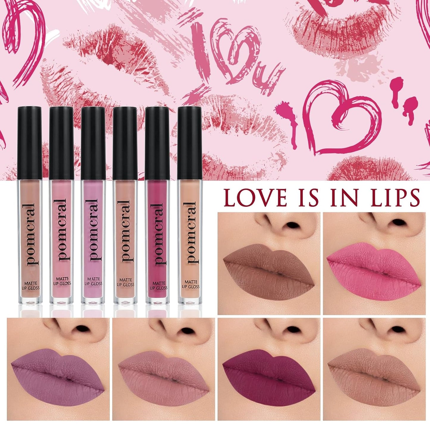 6 Color Matte Lip Gloss Sets Velvet Lip Glaze Moisturizing Waterproof Nude Lipgloss Tint Long Lasting Lipgloss Liquid Lipstick Kit