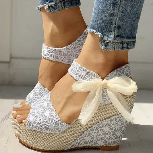 Lace Leisure Women Wedges Heeled Women Shoes 2022 Summer Sandals Party Platform High Heels Shoes Woman