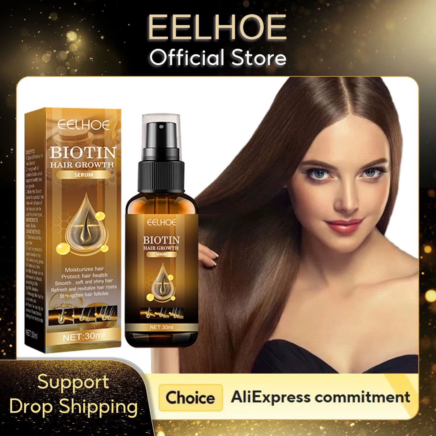 Biotin Hair Growth Serum Regrowth Hair and Scalp Treatments Strengthen Hair Products Women Care anti Hair Loss Spray 30Ml