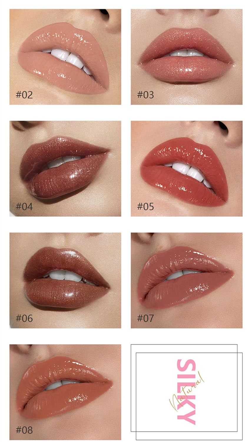 Shiny Glossy Lipgloss Set 8PCS Non-Sticky Moisturizing Lip Gloss Long-Lasting High Shine & Shimmer Liquid Lipstick for Girls and Women (Shiny Glossy, Set 01)