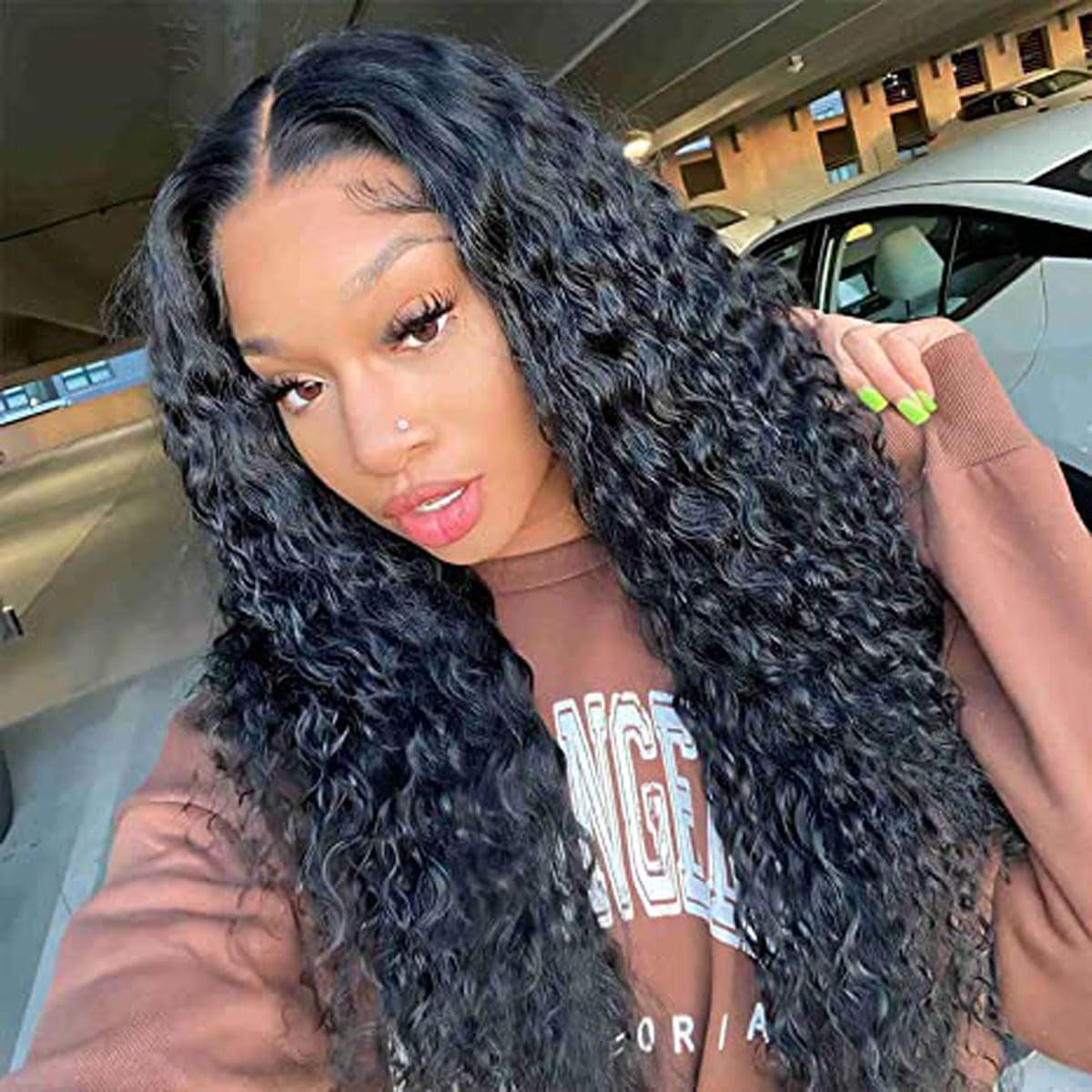 5X5 Deep Wave Lace Closure Wigs Human Hair Real Unprocessed Virgin Hair Human Hair with Baby Hair Glueless Wig for Women Brazilian Remy Human Hair Wig 18 Inch