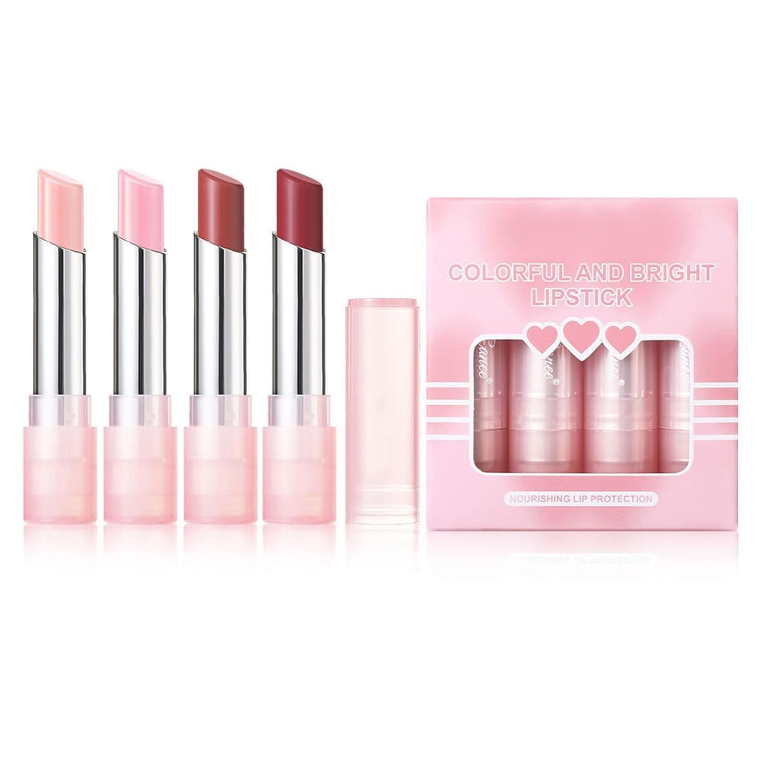 4 Pcs Color Changing Lipstick Bright Lipstick Colorful Lipstick Set Makeup Supplies Moisturizing Lipstick for Women