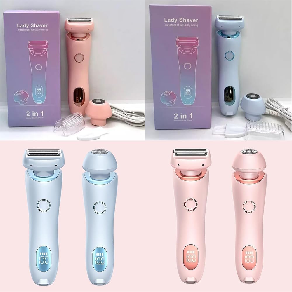 2 in 1 Hair Removal Epilator USB Rechargeable Trimmer Women Body Razor Face Leg Armpit Bikini Hand Pubic Shaver Hair Remover