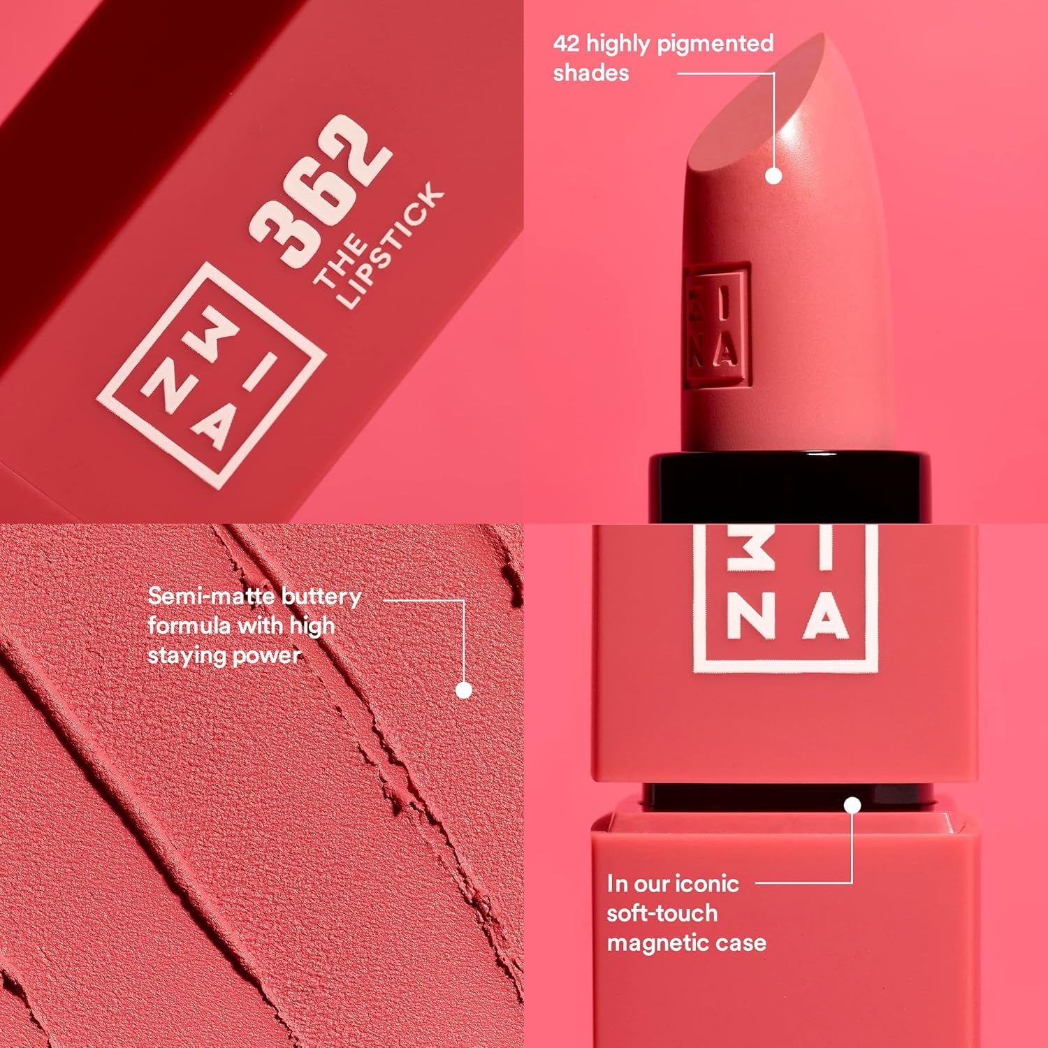 MAKEUP - Vegan & Cruelty Free - the Lipstick 270 - Dark Red - 5H Lasting - Highly Pigmented Matte - Vanilla Scented - Magnetic Cap