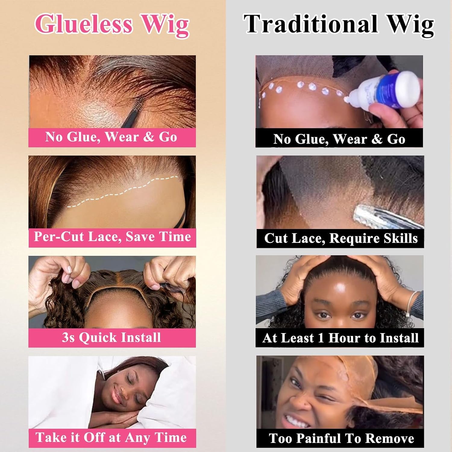 Bob Wig Human Hair Glueless Wigs Human Hair Pre Plucked Pre Cut Water Wave Chocolate Brown Lace Front Wig for Women Curly Wig Human Hair Wear and Go Colored #4 Pre Plucked HD Lace 14Inch