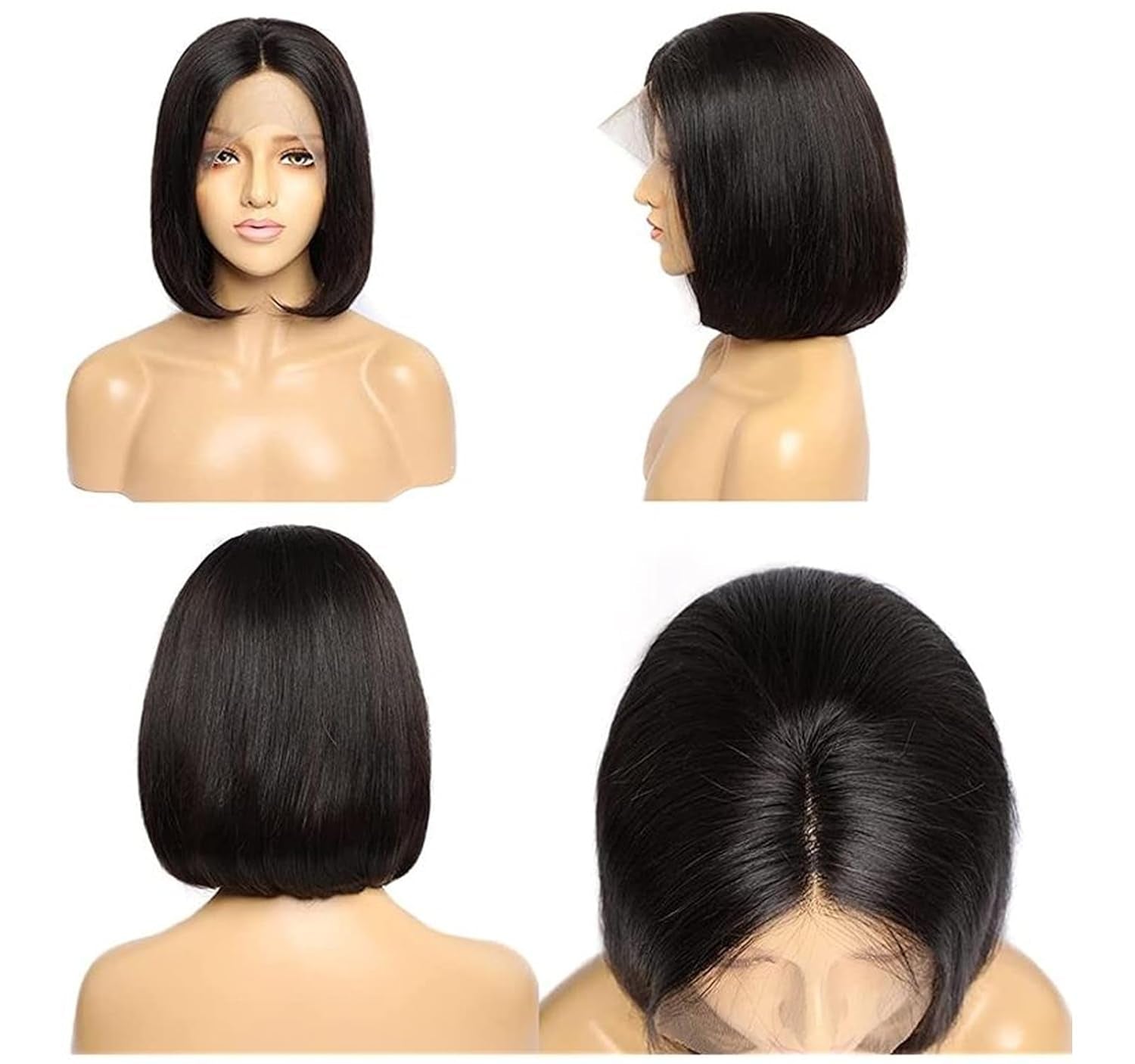Bob Wig Human Hair 13X4X1 T Part HD Transparent Lace Front Wigs for Black Women Human Hair Middle Part Lace Frontal Bob Wig Short Human Hair Wigs for Black Women Pre Plucked 150% Density 10"