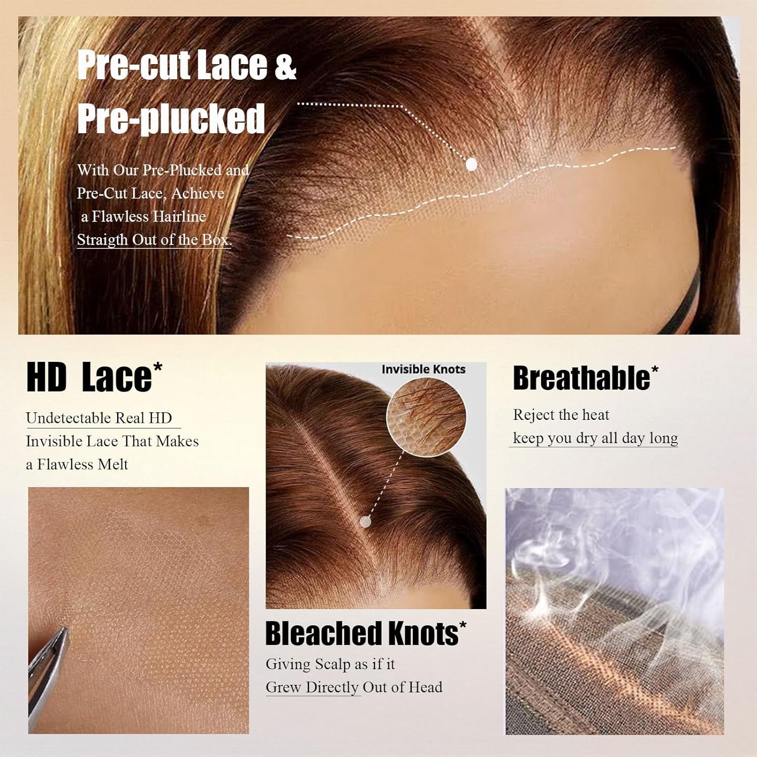 Bob Wig Human Hair Glueless Wigs Human Hair Pre Plucked Pre Cut Water Wave Chocolate Brown Lace Front Wig for Women Curly Wig Human Hair Wear and Go Colored #4 Pre Plucked HD Lace 14Inch