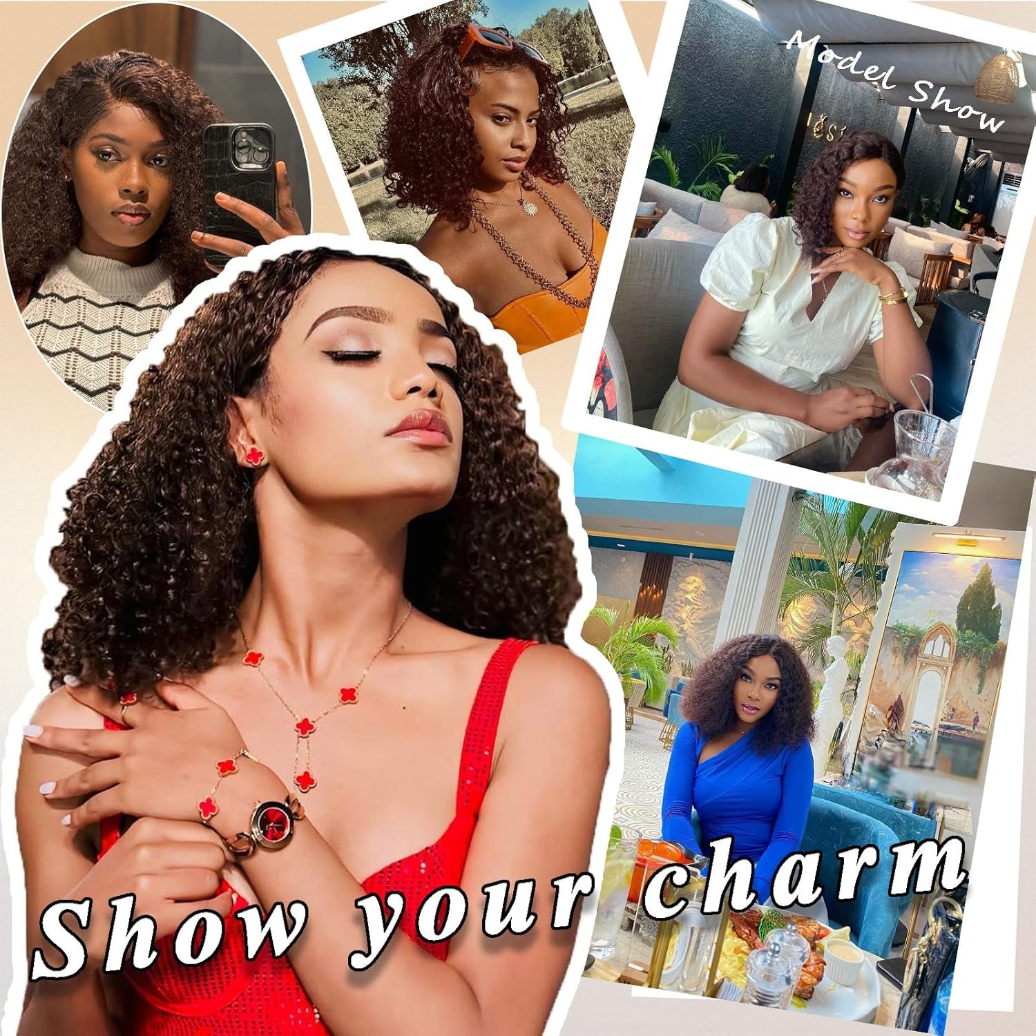 Bob Wig Human Hair Glueless Wigs Human Hair Pre Plucked Pre Cut Water Wave Chocolate Brown Lace Front Wig for Women Curly Wig Human Hair Wear and Go Colored #4 Pre Plucked HD Lace 14Inch