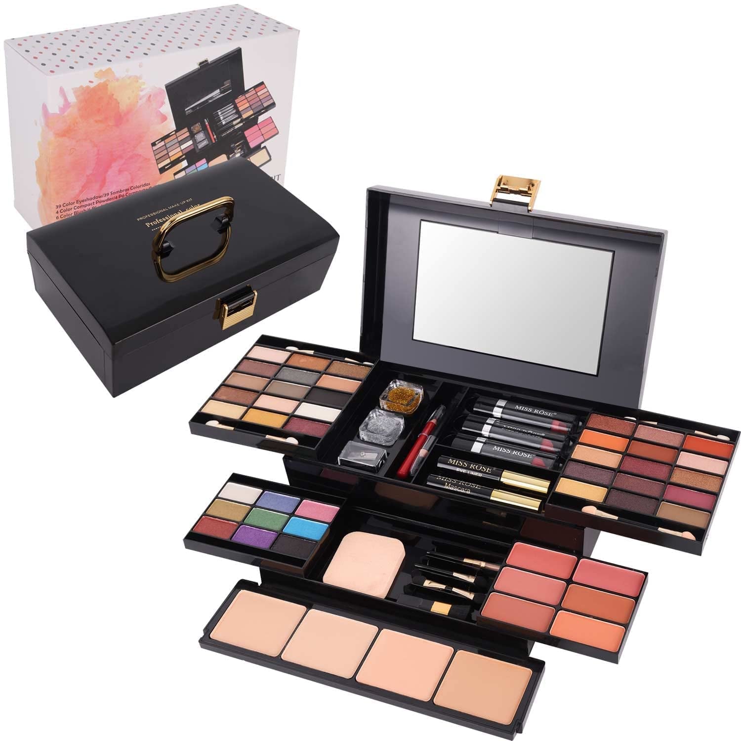 58 Colors Professional Makeup Kit for Women, All in One Full Makeup Gift Set for Women Girls Beginner with Eye Shadow Blush, Lipstick, Compact Powder, Mascara, Eyeliner, Lip Liner, Eyebrow Pencil,