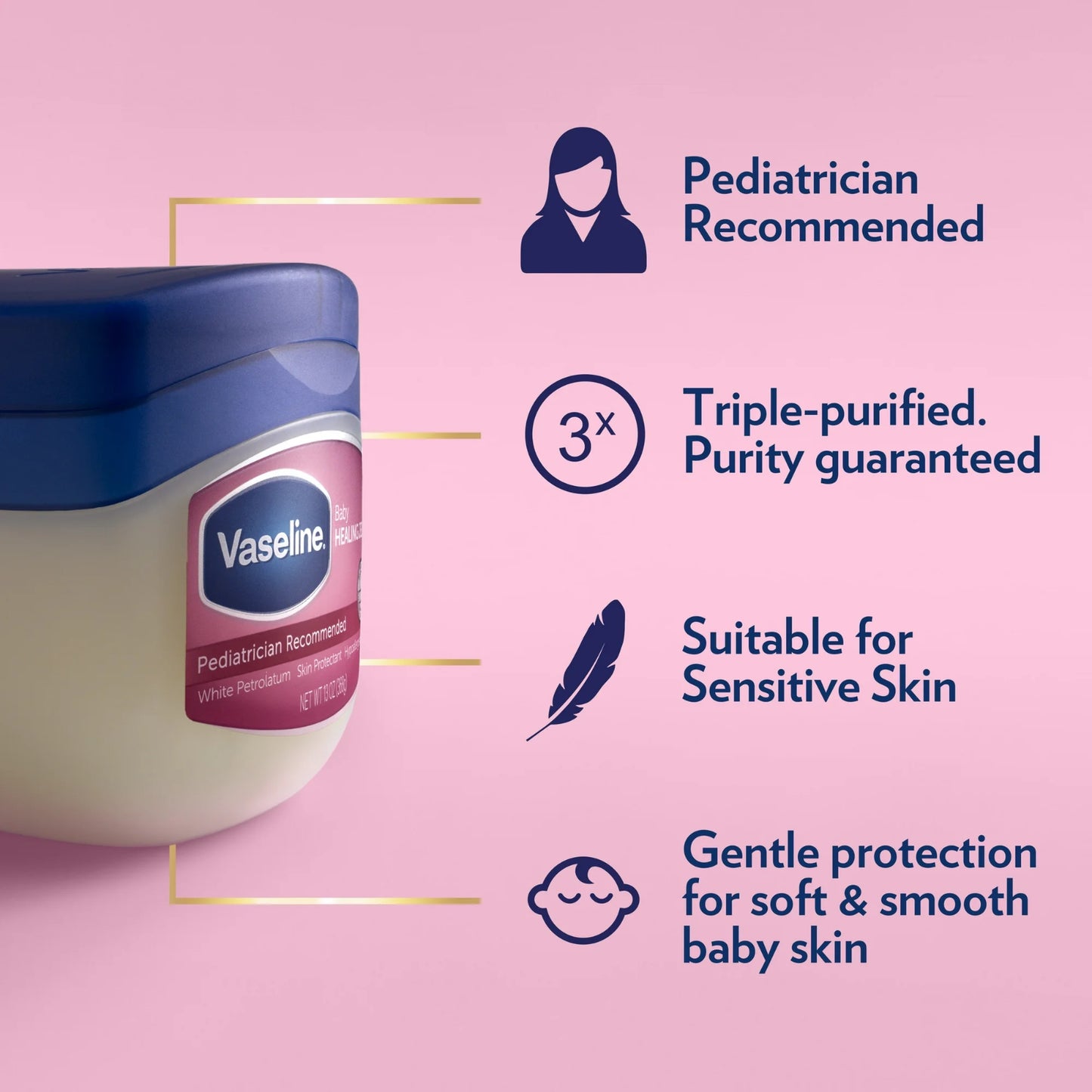 Vaseline Petroleum Jelly Baby Skincare Protective & Pure, 13 Oz