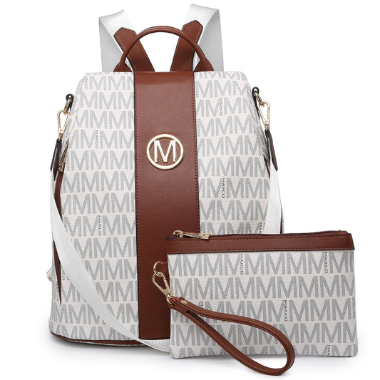 Woman Fashion Backpacks Handbags Anti-Theft Travel School Bags Shoulder Purse Wallet Set 2Pcs