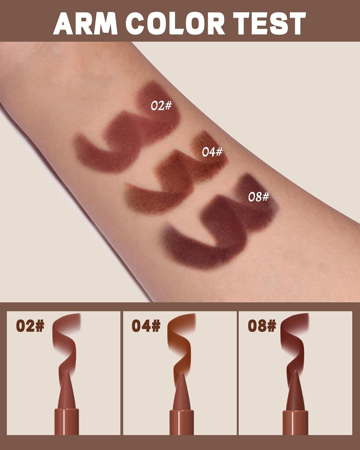 3 Colors Nude Matte Gradient Lipstick and Lip Liner Set, High Pigmented Velvet Smooth Red Lip Crayon Liner Makeup Pen, Women Long Lasting Smudge Proof Brown Lipstick and Lip Liners Combo,02+04+08