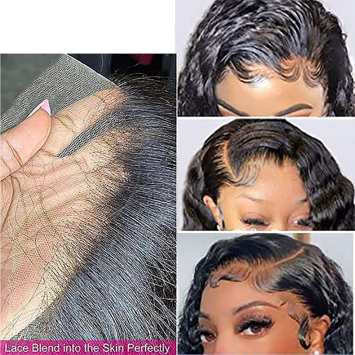 5X5 Deep Wave Lace Closure Wigs Human Hair Real Unprocessed Virgin Hair Human Hair with Baby Hair Glueless Wig for Women Brazilian Remy Human Hair Wig 18 Inch